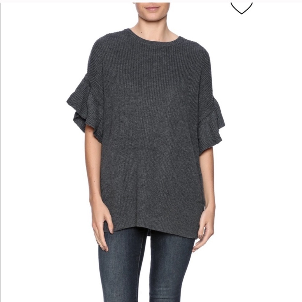 Do+Be Heavy Knit Sweater with Short Ruffle Sleeves. Size Small.